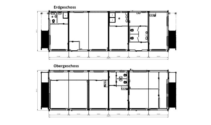 Bürocontainer, Gebäude, Aufenthaltscontainer, Umkleidecontainer, Besprechungsraum oder Container für Schulungen.