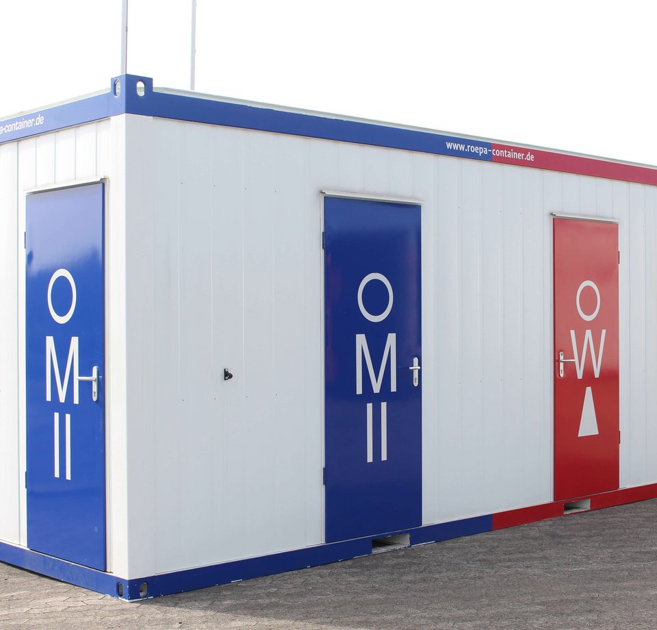 Container zur Miete als Toilettencontainer, WC-Container, Duschcontainer